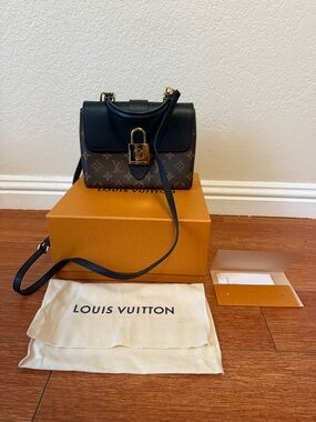 Louis Vuitton Brown Monogram & Black Top Handle Crossbody with Gold Lock